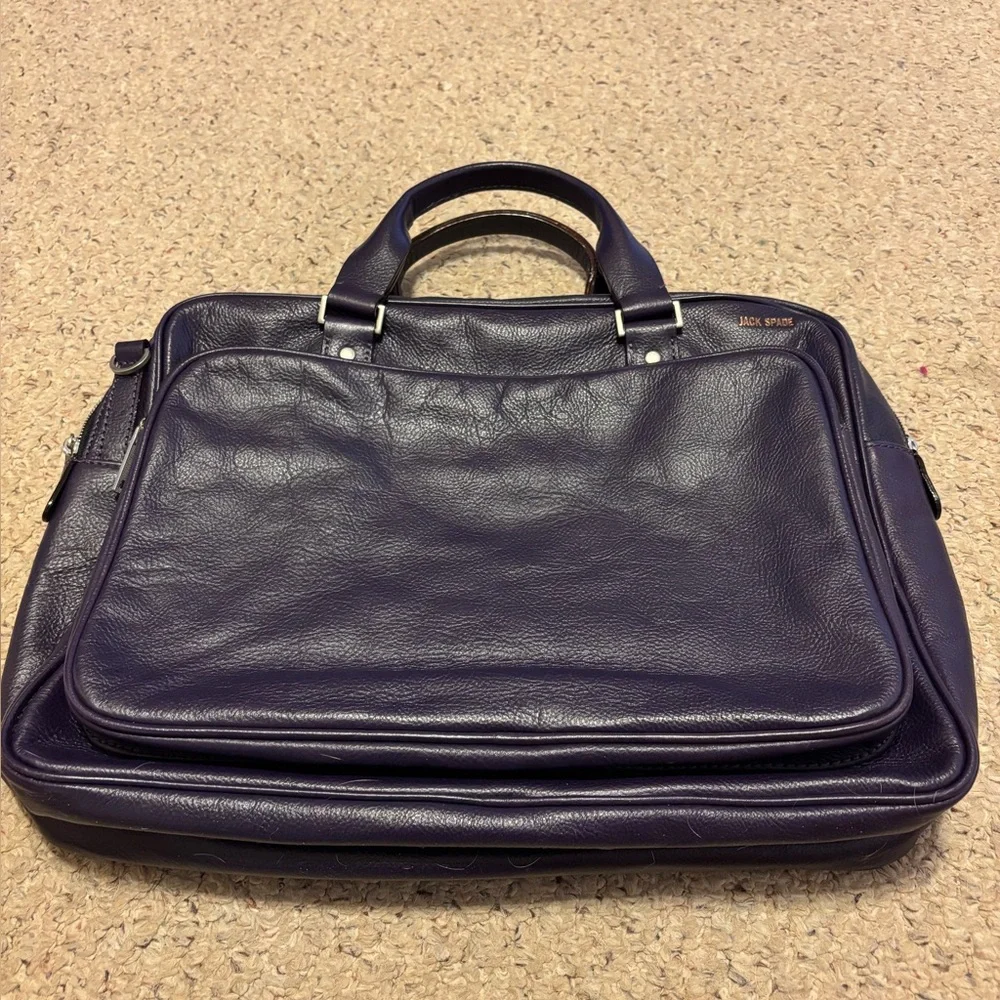 JACK SPADE MENS BLACK PEBBLED LEATHER BRIEFCASE BAG VINTAGE EUC UNISEX